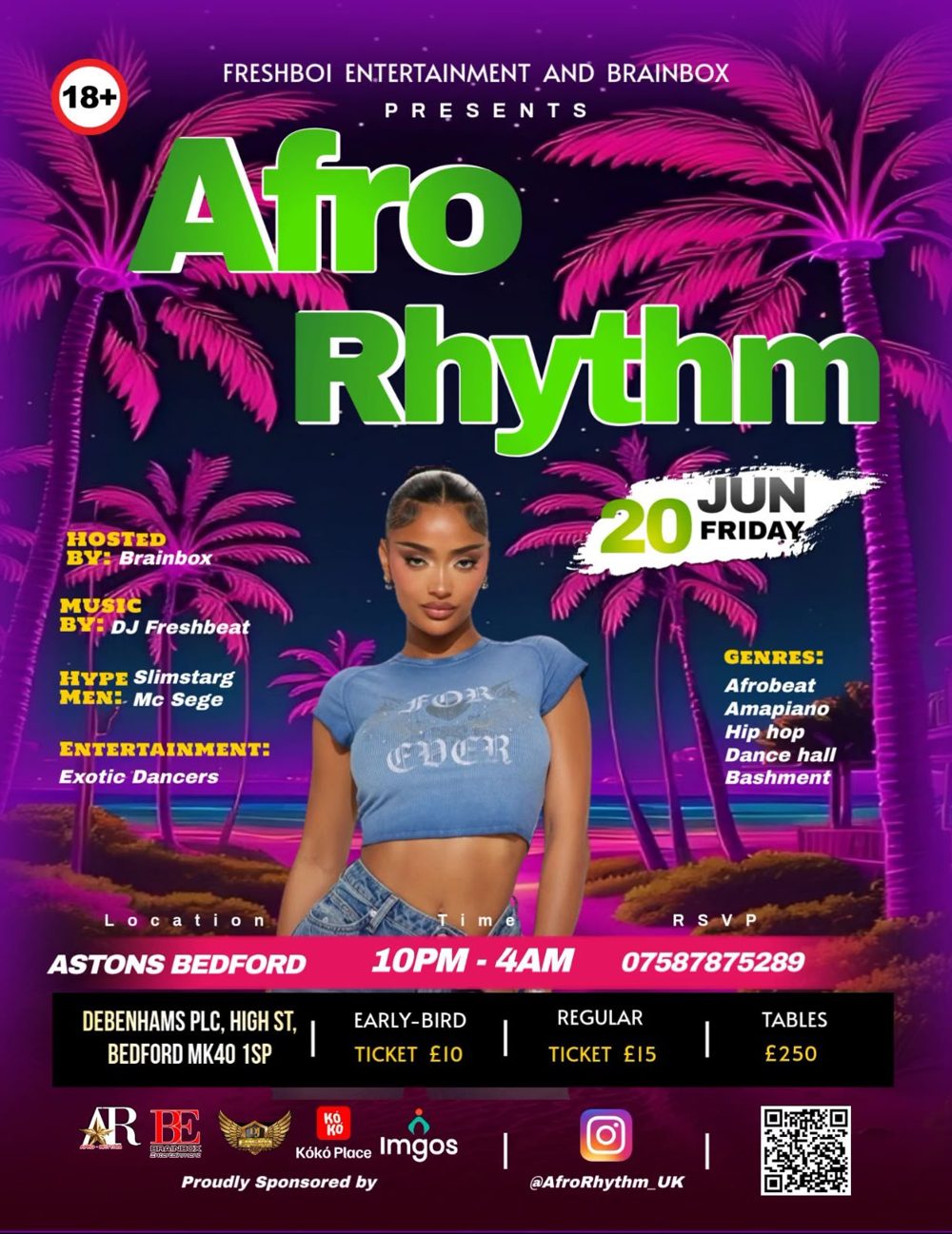 Poster for Afro Rhythm, Friday 20 June 2025, Astons Bedford