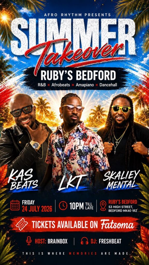 Poster for Summer Takeover, Fri 24 Jul 2026, Ruby's, Bedford